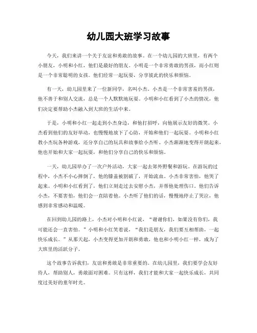 幼儿园大班学习故事
