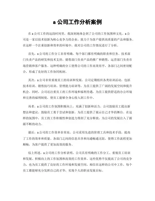 a公司工作分析案例