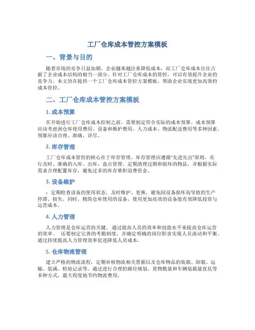 工厂仓库成本管控方案模板