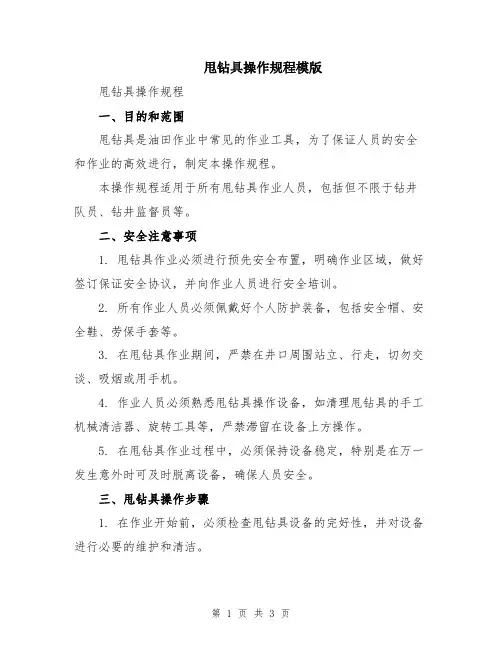 甩钻具操作规程模版