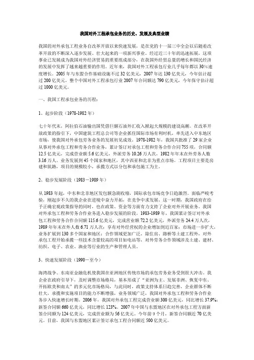 我国对外工程承包业务的历史