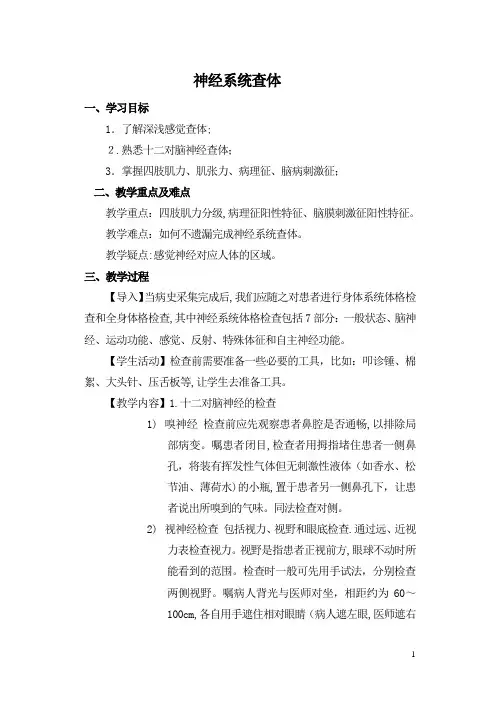 神经内科体格检查【范本模板】