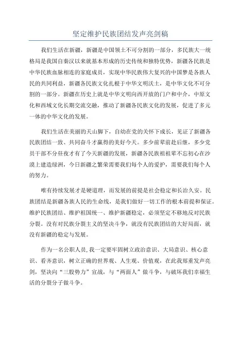 坚定维护民族团结发声亮剑稿