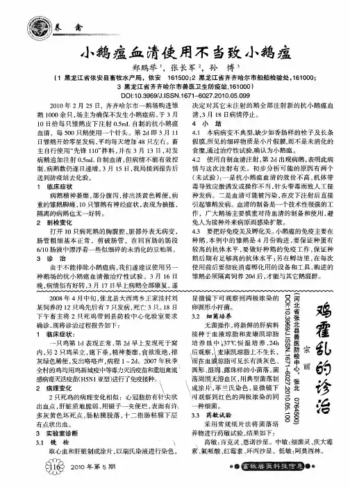 鸡霍乱的诊治