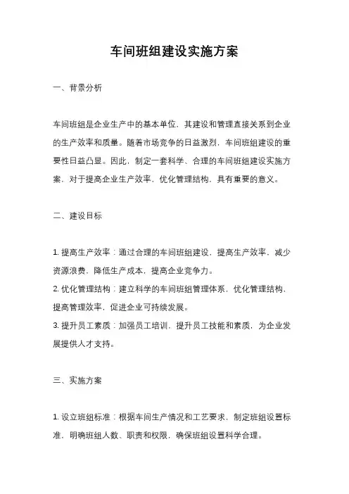 车间班组建设实施方案