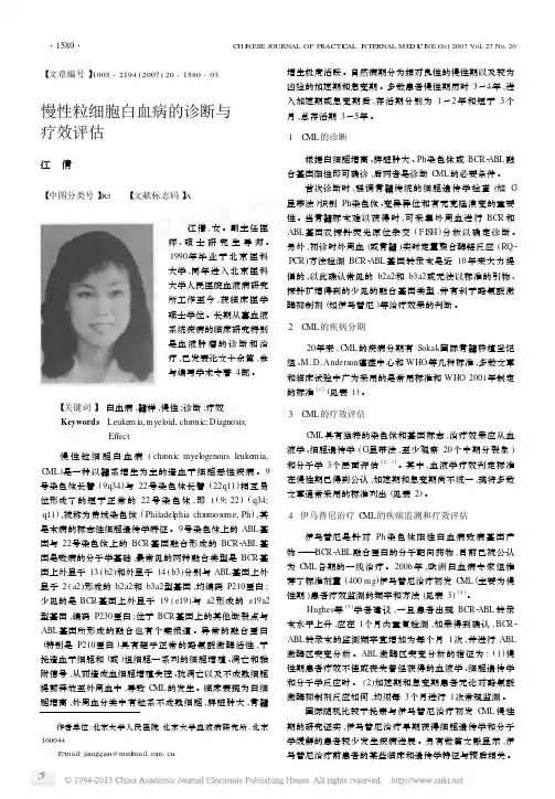 慢性粒细胞白血病的诊断与疗效评估