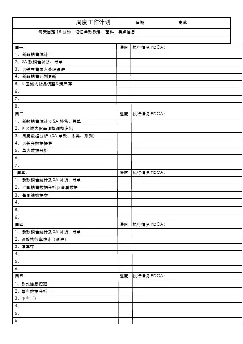 每周工作计划PDCA (修复的)