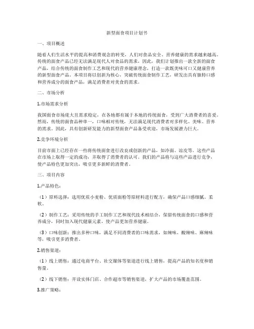新型面食项目计划书