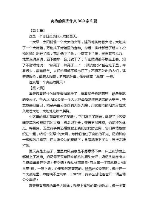 炎热的夏天作文300字5篇