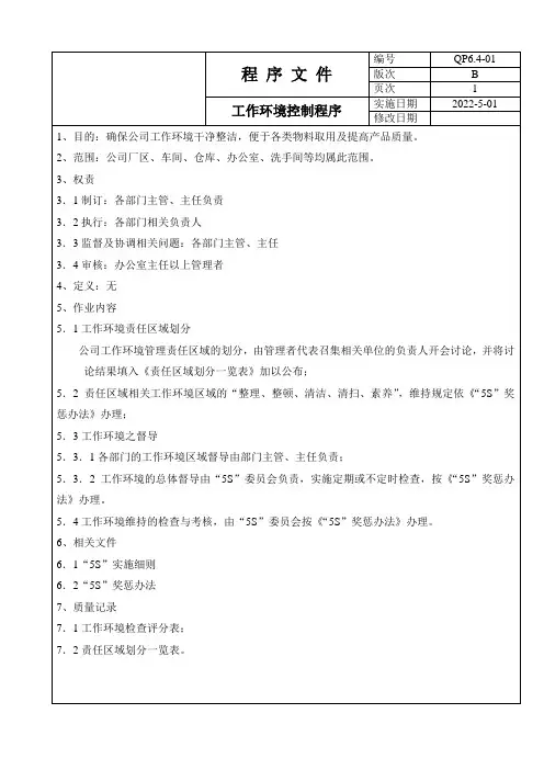 工作环境控制程序