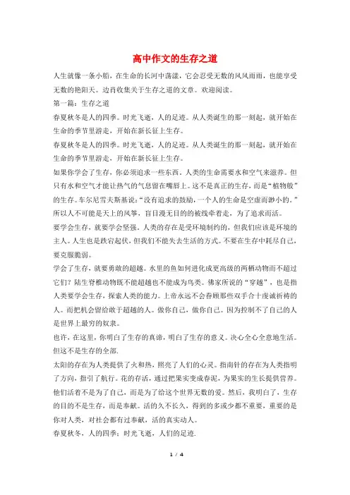 高中作文的生存之道