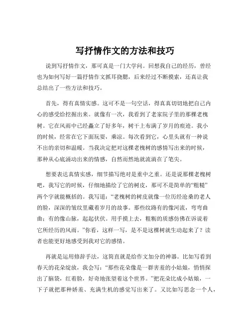 写抒情作文的方法和技巧