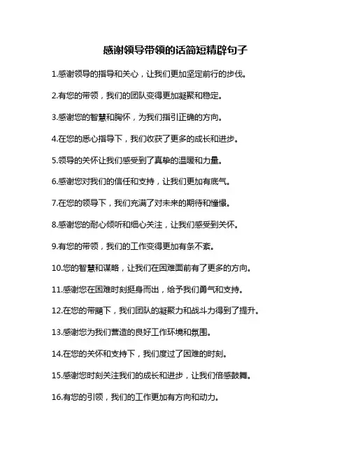 感谢领导带领的话简短精辟句子