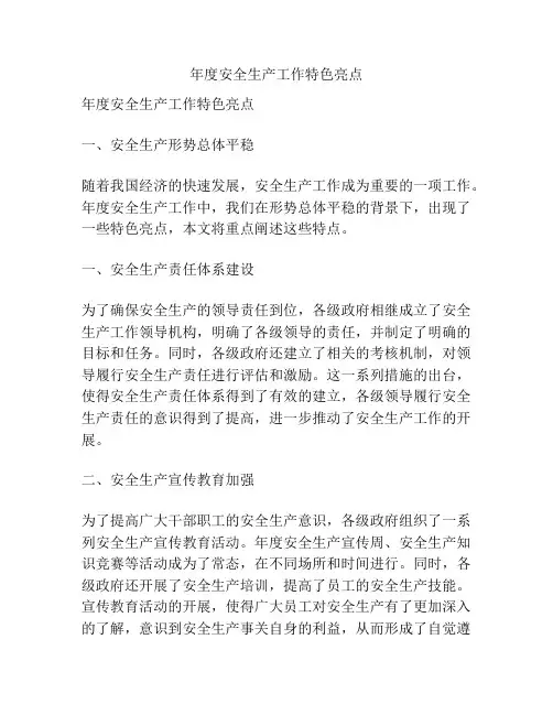 年度安全生产工作特色亮点
