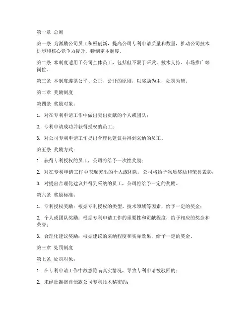 公司申请专利奖罚管理制度