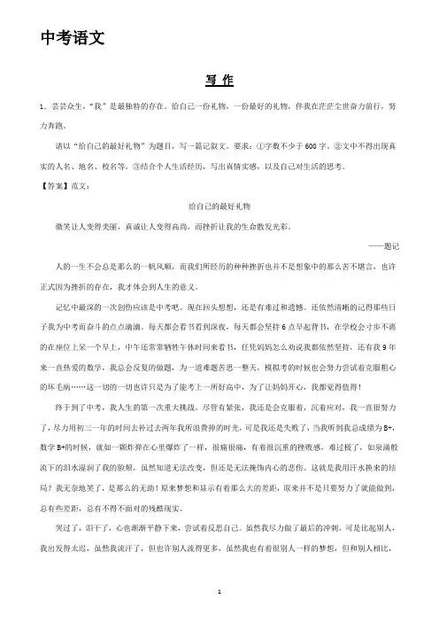 2024年中考语文 作文  讲解 