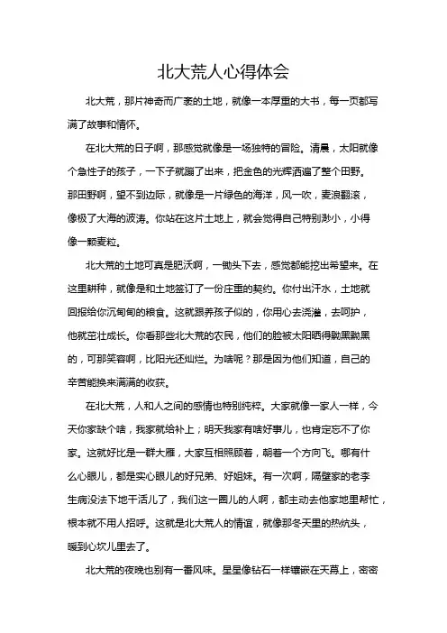 北大荒人心得体会