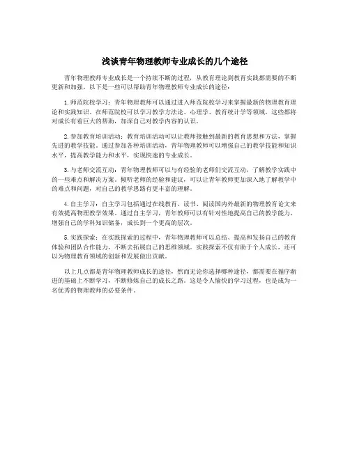 浅谈青年物理教师专业成长的几个途径