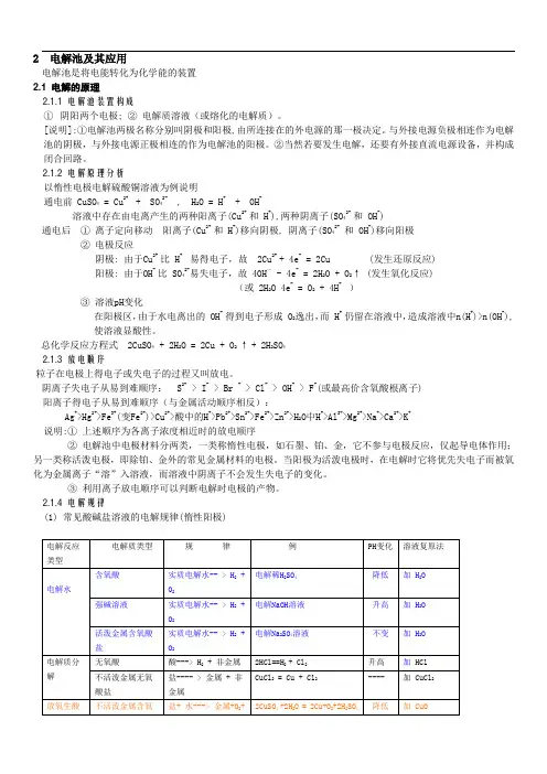 电解池知识点及习题答案详解