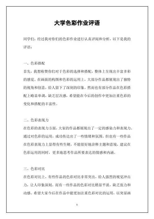 大学色彩作业评语