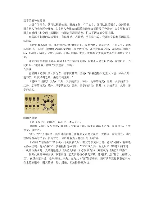 汉字的五种起源说