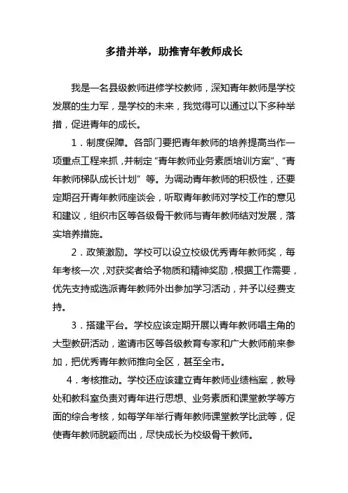 多措并举助推青年教师成长