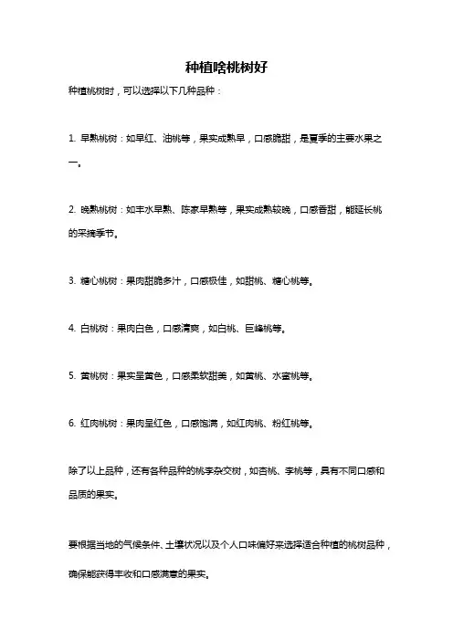种植啥桃树好