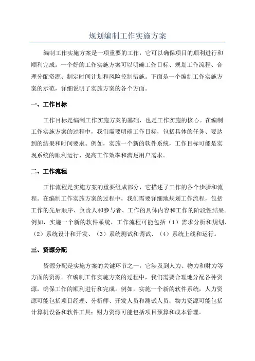 规划编制工作实施方案