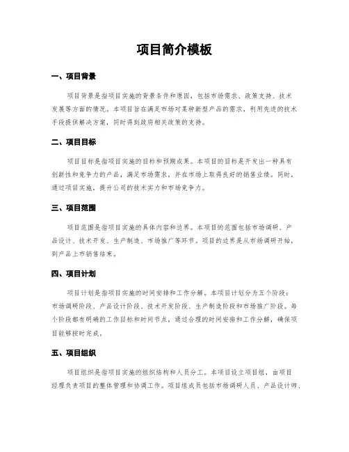 项目简介模板