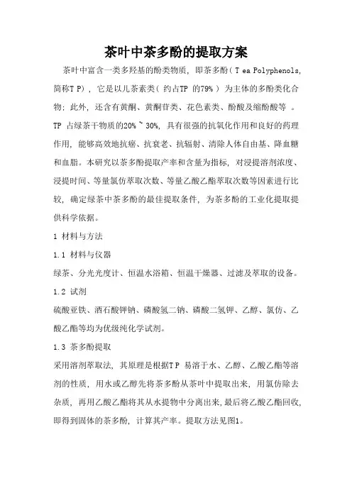 茶多酚的提取方案(正交分解)