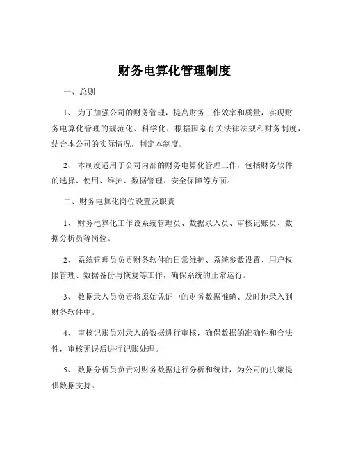 财务电算化管理制度
