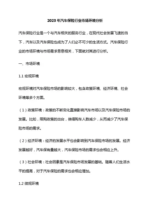 2023年汽车保险行业市场环境分析