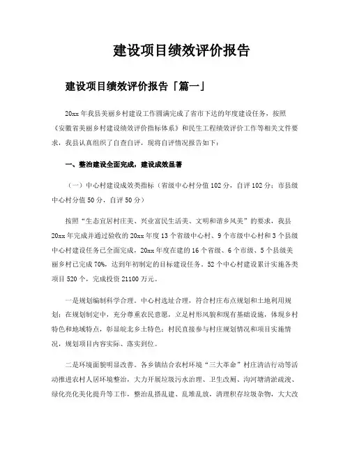 建设项目绩效评价报告