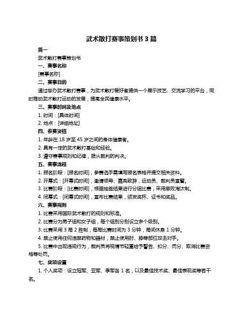 武术散打赛事策划书3篇