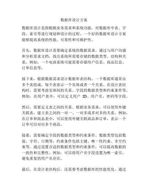 数据库设计方案