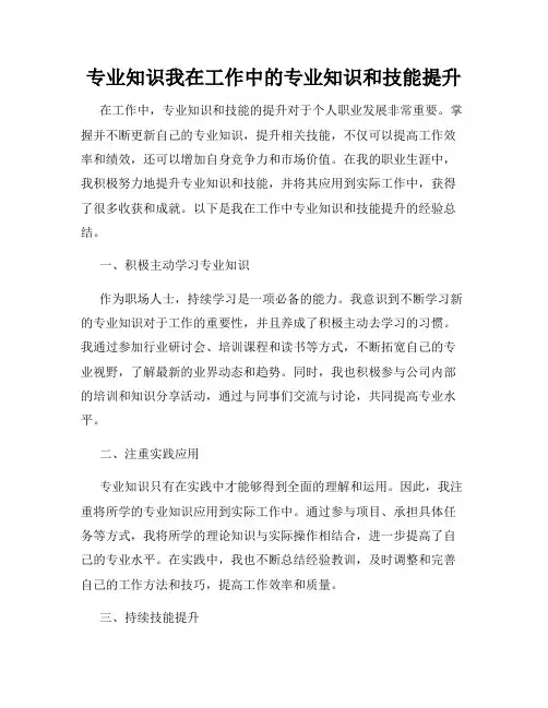 专业知识我在工作中的专业知识和技能提升