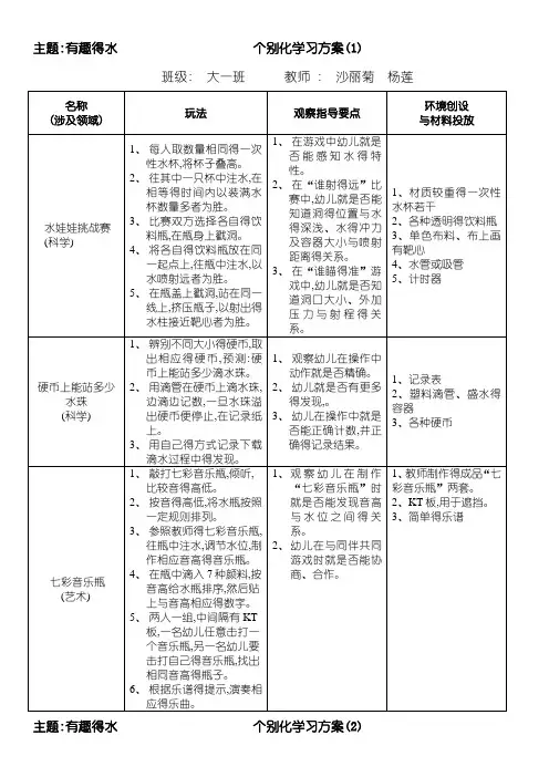 《有趣的水》个别化学习