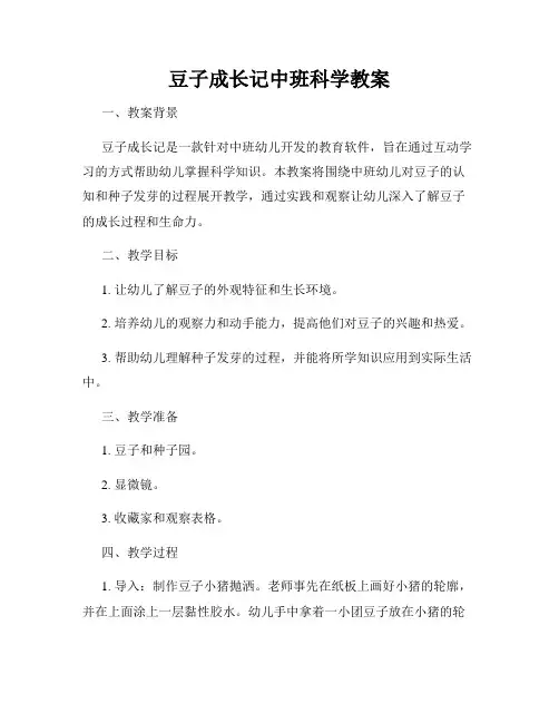 豆子成长记中班科学教案