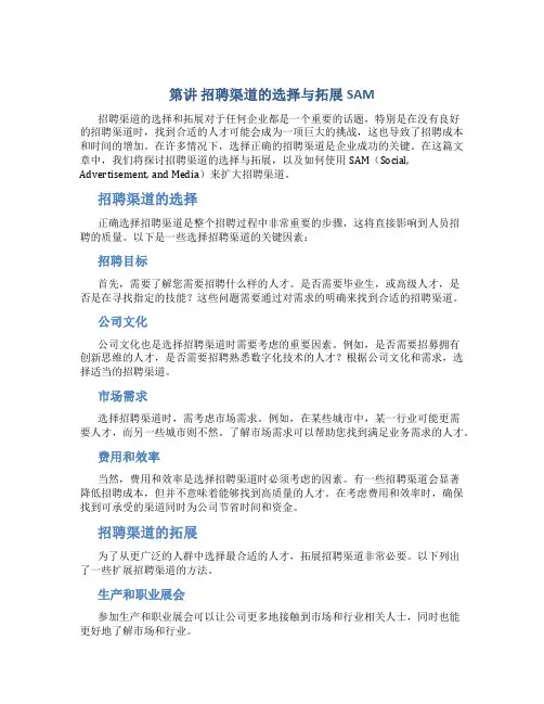 第讲 招聘渠道的选择与拓展SAM