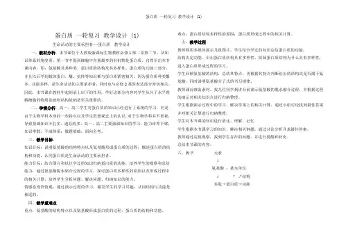 蛋白质 一轮复习 教学设计