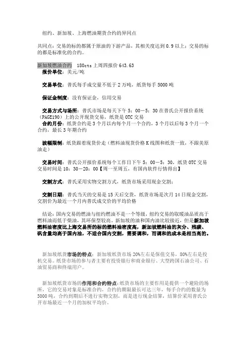 新加坡纸货燃料油市场简介