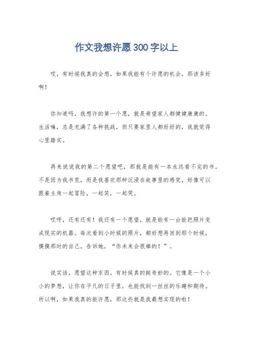 作文我想许愿300字以上