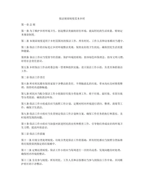 保洁规章制度范本乡村
