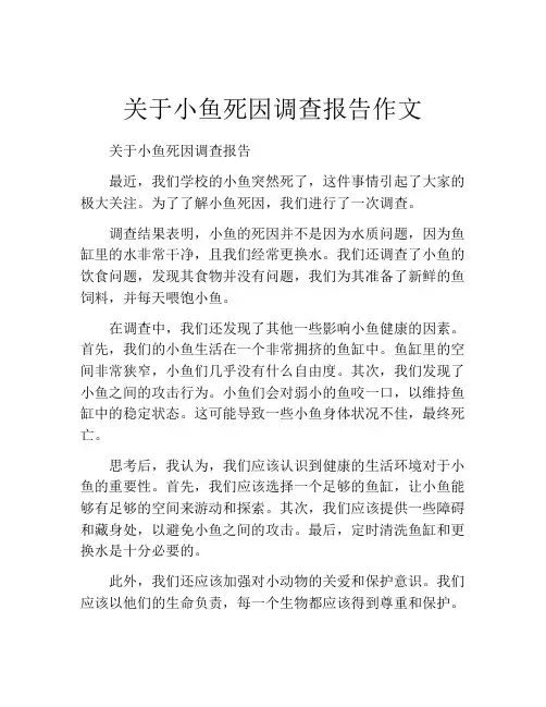 关于小鱼死因调查报告作文