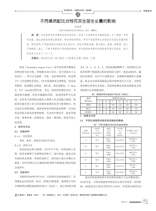 不同基质配比对桂花实生苗生长量的影响