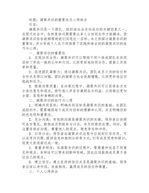 凝聚共识心得