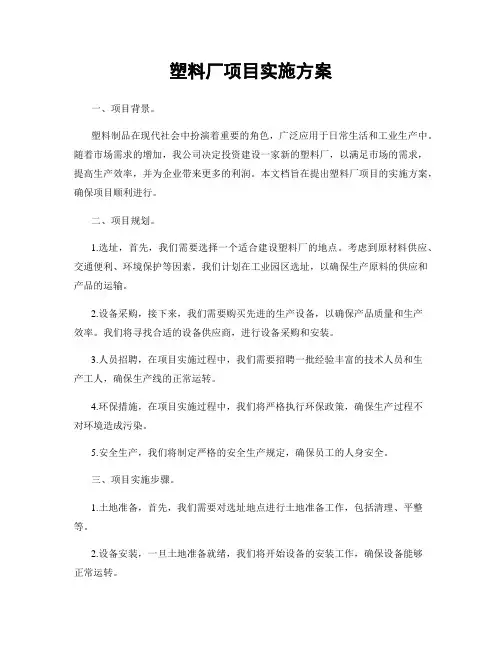 塑料厂项目实施方案