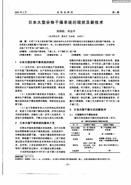 日本大型谷物干燥系统的现状及新技术