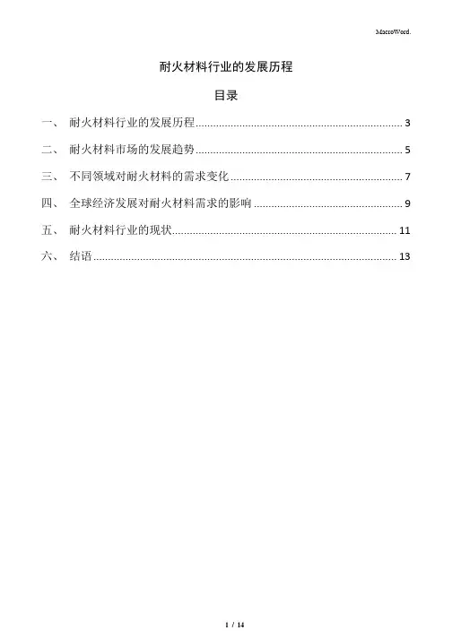 耐火材料行业的发展历程