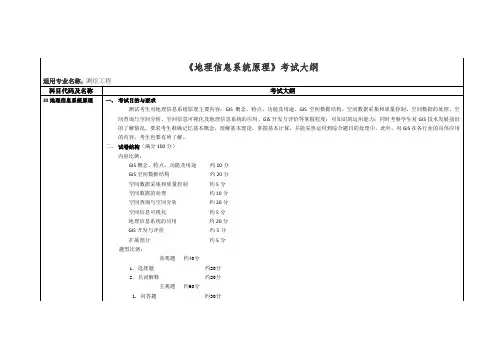 地理信息系统原理考试大纲